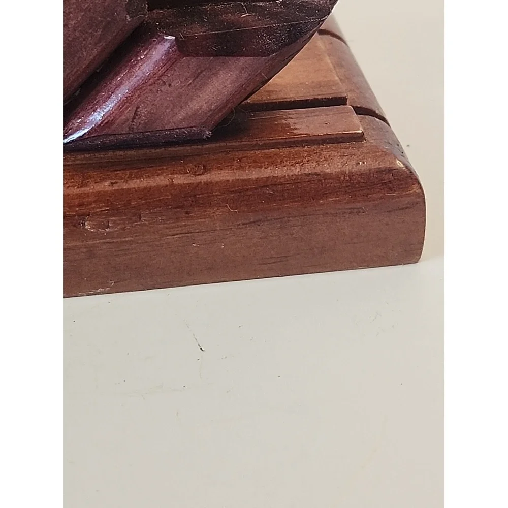 Handcrafted Tri-Colored Intarsia Wooden Napkin Holder  Abstract Floral Design